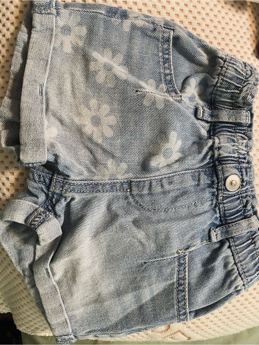 wonder nation Light Blue Denim Shorts with White Daisy Print